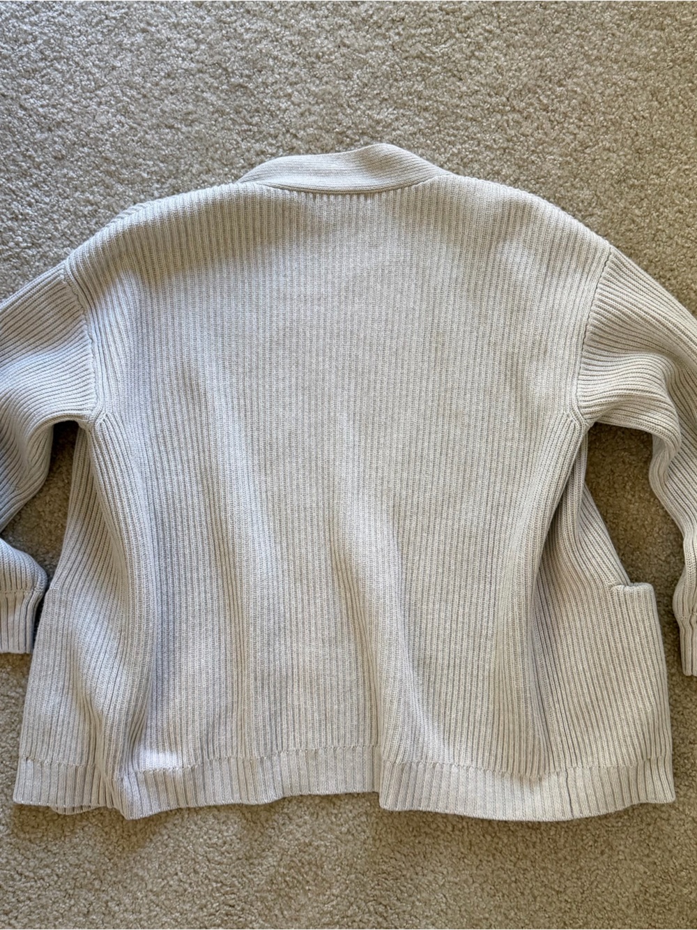 Quince 100% Cotton Open-Front Ribbed Cardigan in Cream Size M - Picture 11 of 11